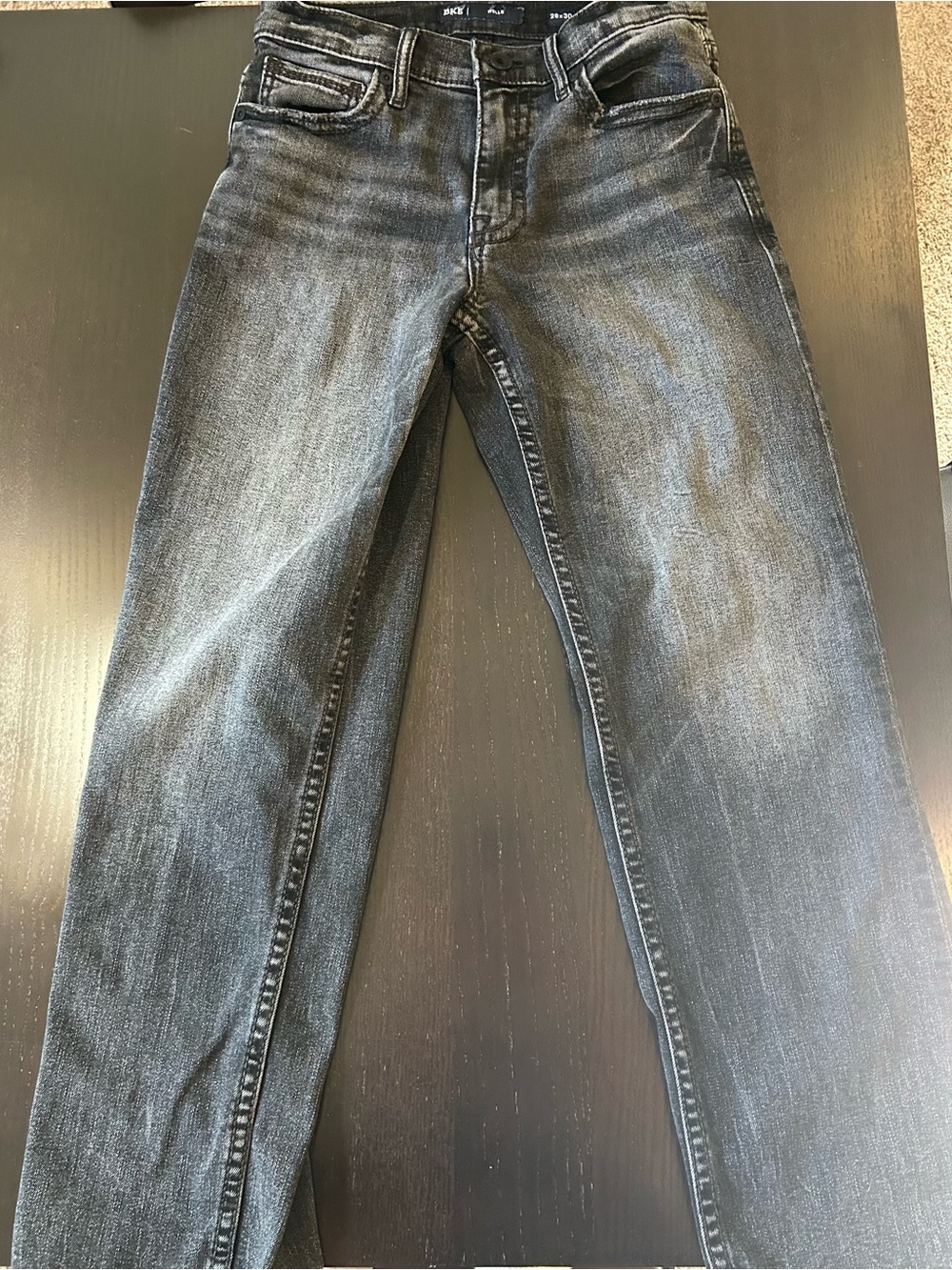 BKE Men's Slim Straight Jeans in Washed Black Denim